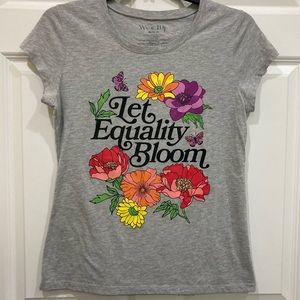 NWOT Wound Up XL (15-17) Juniors Let Equality Bloom bright floral graphic tee